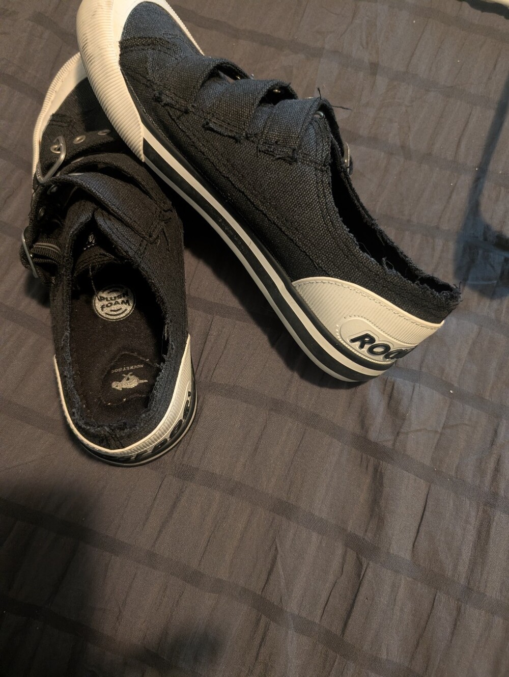 Rocket Dog Black Canvas Buckle Sneakers with White Toe - Picture 4 of 6